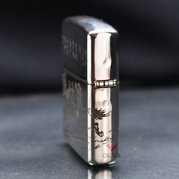 Zippo Bạc Khối Armor Khắc Đàn Ngựa Mã Đáo Thành Công BK79