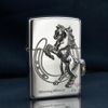 Zippo Bạc Khối Ốp Emblem Bạc Chú Ngựa Winning Whinny BK89