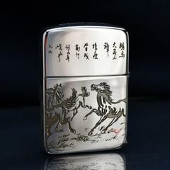 Zippo Bạc Khối Tái Bản 1941 Đàn Ngựa Mã Đáo Thành Công BK24