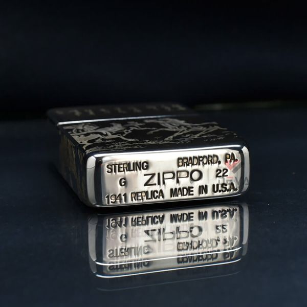Zippo Bạc Khối Tái Bản 1941 Đàn Ngựa Mã Đáo Thành Công BK24