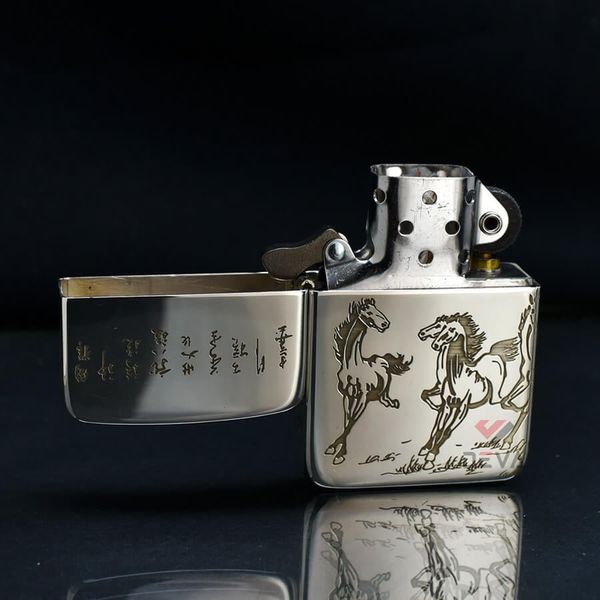 Zippo Bạc Khối Tái Bản 1941 Đàn Ngựa Mã Đáo Thành Công BK24