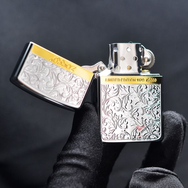 Bật lửa Zorro hoa văn Venetian viền ngang mạ vàng giới hạn Z92067