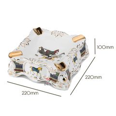 Gạt tàn sứ 4 điếu hoa văn ngựa Lubinski AS 210