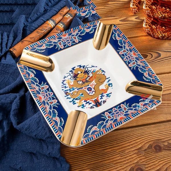 Gạt tàn 4 điếu sứ hoa văn rồng AS 270