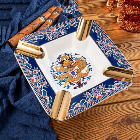 Gạt tàn 4 điếu sứ hoa văn rồng AS 270