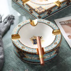 Gạt tàn sứ 4 điếu tròn hoa văn Royal Queen