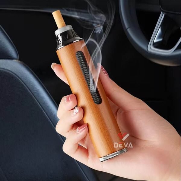 Gạt tàn thuốc lá di động vỏ gỗ cầm tay cho xe ô tô H015