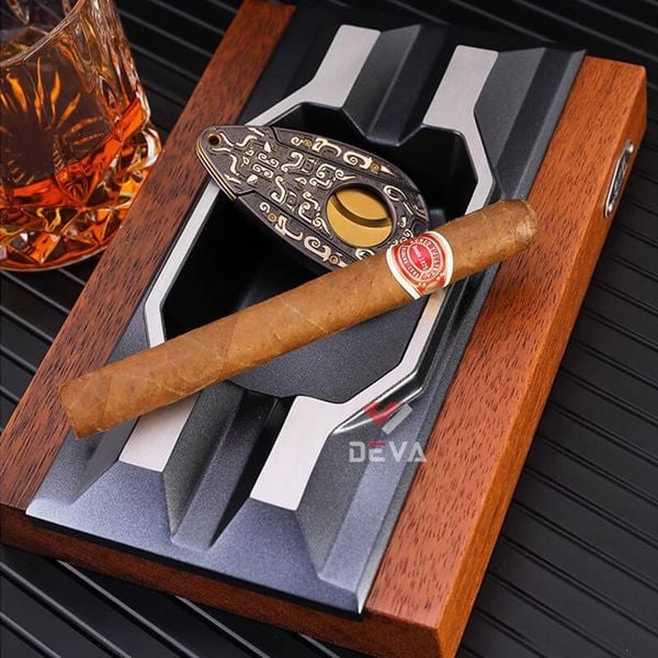 Gạt tàn gỗ 2 điếu cho Cigar cao cấp Lubinski  LB 070