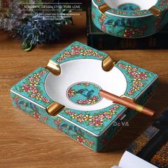 Gạt tàn sứ vuông 4 điếu hoa văn Royal Queen