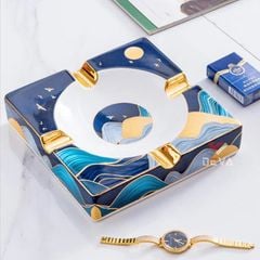 Gạt tàn sứ vuông 4 điếu hoa văn Royal Queen