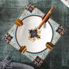 Gạt tàn sứ vuông 4 điếu hoa văn Royal Queen