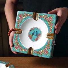 Gạt tàn sứ vuông 4 điếu hoa văn Royal Queen