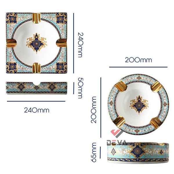 Gạt tàn sứ vuông 4 điếu hoa văn Royal Queen