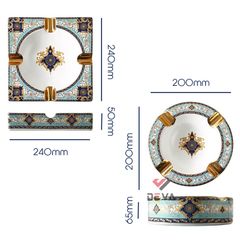 Gạt tàn sứ vuông 4 điếu hoa văn Royal Queen