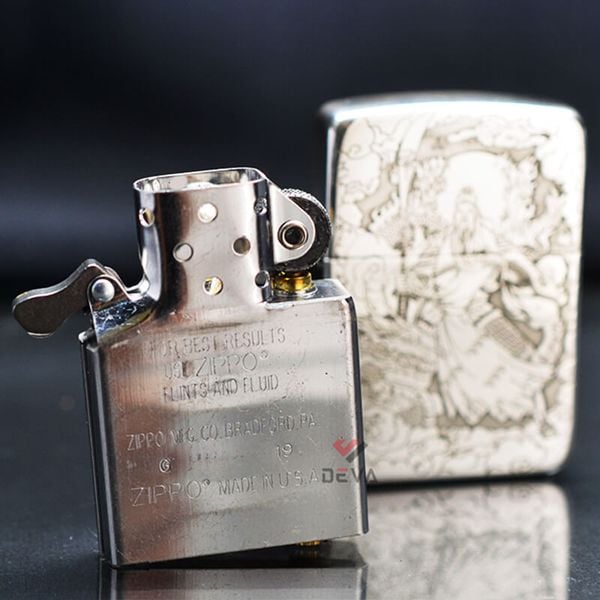 Zippo Bạc Khối Tái Bản 1941 Khắc Quan Vũ BK35
