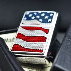 Zippo Emblem Quốc Kỳ Mỹ Diamond Plate Flag Z122