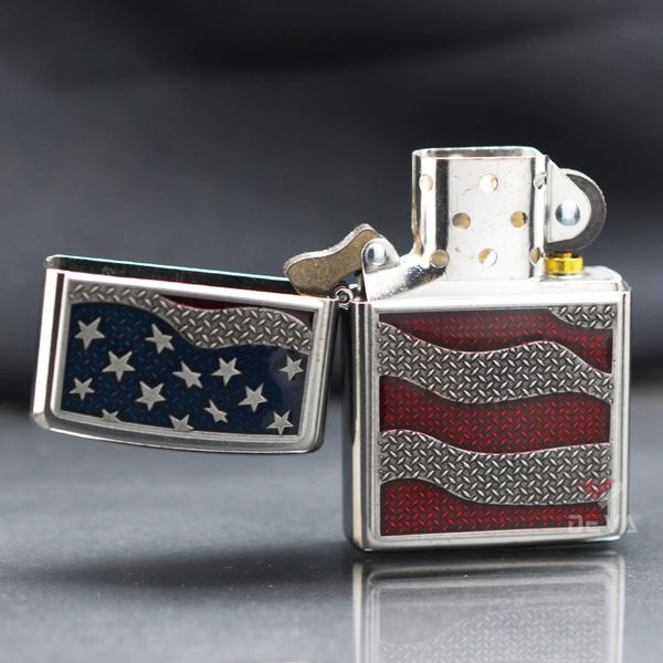 Zippo Emblem Quốc Kỳ Mỹ Diamond Plate Flag Z122