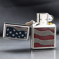 Zippo Emblem Quốc Kỳ Mỹ Diamond Plate Flag Z122