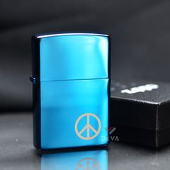 Zippo Xanh Bóng In Biểu Tượng Hòa Bình Peace On Side Z100