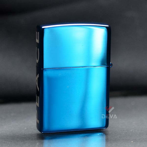 Zippo Xanh Bóng In Biểu Tượng Hòa Bình Peace On Side Z100