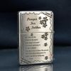Zippo Bạc Khối Tái Bản 1937 Vintage Chặt Góc Khắc Chủ Đề Cha Con Father's Day BK04