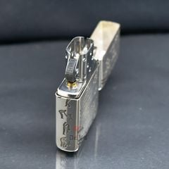 Zippo Bạc Khối Tái Bản 1937 Vintage Chặt Góc Khắc Chủ Đề Cha Con Father's Day BK04