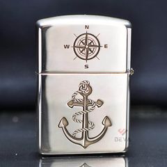 Zippo Bạc Khối Khắc Hình Thuyền Buồm BK59