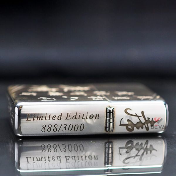 Zippo Bạc Khối Tái Bản 1937 Vintage Chặt Góc Khắc Hổ Núi BK14