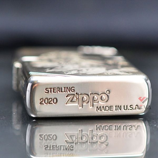 Zippo Bạc Khối Tái Bản 1937 Vintage Chặt Góc Khắc Hổ Núi BK14