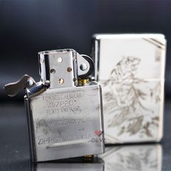 Zippo Bạc Khối Tái Bản 1937 Vintage Chặt Góc Khắc Hổ Núi BK14