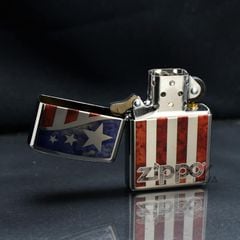 Zippo Hình Mẫu Logo Zippo Kết Hợp Cờ Mỹ Zippo US Flag Z217