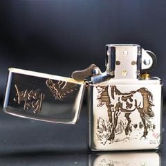 Zippo Bạc Khối Khắc Hình Ngựa Bản Giới Hạn BK26
