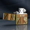 Zippo Ốp Gỗ Khắc Hoa Văn Cổ Điển Tạo Hình Lá Cờ Anh Quốc ZN266