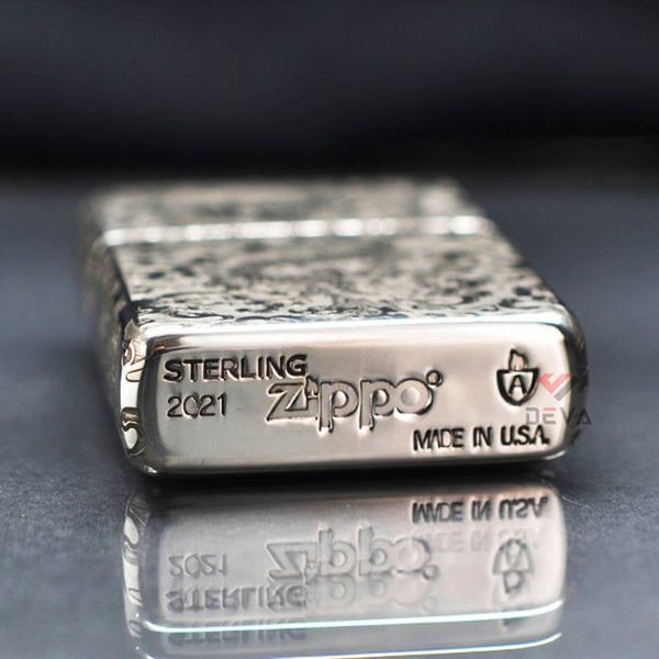 Zippo Bạc Khối Armor Khắc Rồng Mây BK82