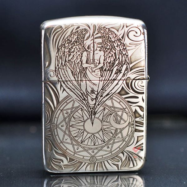Zippo Bạc Khối Tái Bản 1941 Khắc Thiên Thần Hộ Mệnh BK69