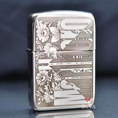 Zippo Bạc Khối Tái Bản 1941 Khắc Chủ Đề Thương Hiệu Marlboro BK54