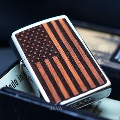 Zippo Ốp Gỗ Chủ Đề Cờ Mỹ Woodchuck American Flag Z338