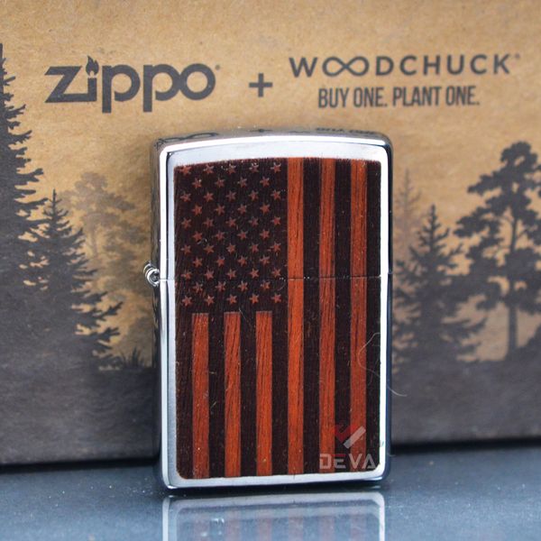 Zippo Ốp Gỗ Chủ Đề Cờ Mỹ Woodchuck American Flag Z338