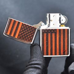 Zippo Ốp Gỗ Chủ Đề Cờ Mỹ Woodchuck American Flag Z338