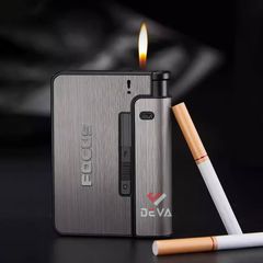 Hộp đựng thuốc lá Focus chứa 10 điếu thuốc loại 6.5mm kèm bật lửa JD-YH001