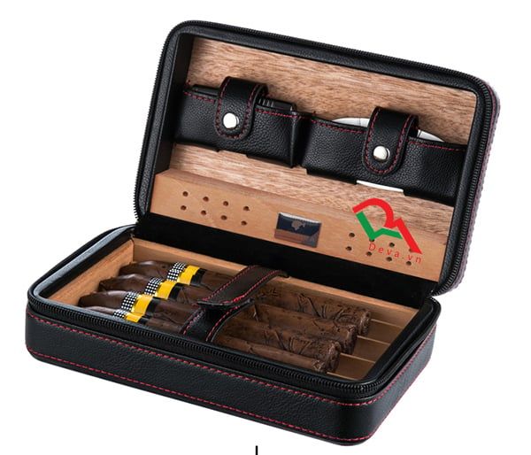 Bao Da đựng xì gà có bật lửa và dao cắt Cohiba XJ T104