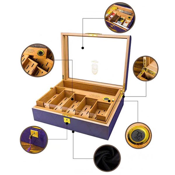 Hộp bảo quản cigar 200 điếu Lubinski  nắp kính cong YJA 60035