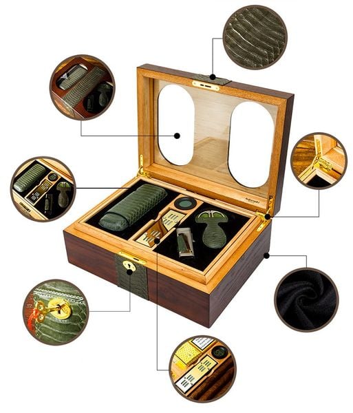 Hộp giữ ẩm xì gà kèm Set  phụ kiện Lubinski YJA 60019