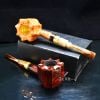 Tẩu hút Cigar thân gỗ thẳng cán sừng bầu hình hoa 8 cánh Freesize TS32