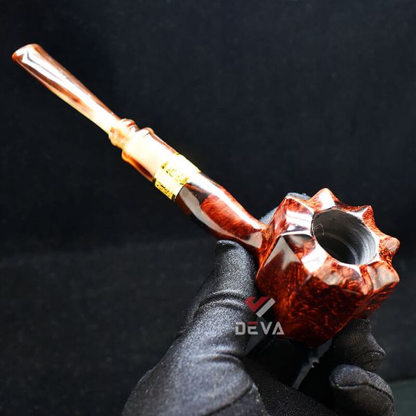 Tẩu Cigar thân gỗ thẳng cán sừng bầu  Freesize TS32