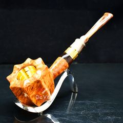 Tẩu Cigar thân gỗ thẳng cán sừng bầu  Freesize TS32