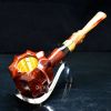 Tẩu hút Cigar thân gỗ thẳng cán sừng bầu hình hoa 8 cánh Freesize TS32