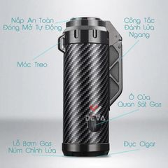 Bật lửa Honest khò 3 tia nắp mở tự động kèm đục Cigar BCZ835