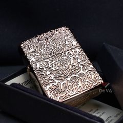 Zippo Armor Vàng Hồng Hoa Văn Carved Design Z161
