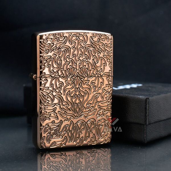 Zippo Armor Vàng Hồng Hoa Văn Carved Design Z161